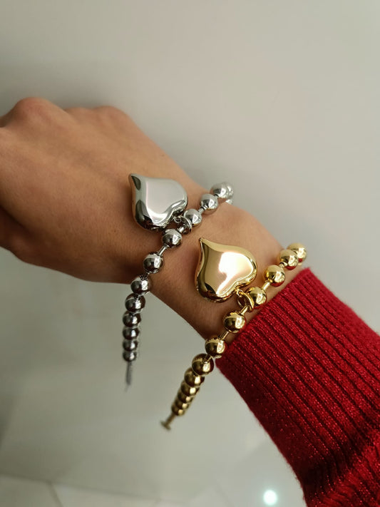 BRACCIALI A SFERE + CUORE