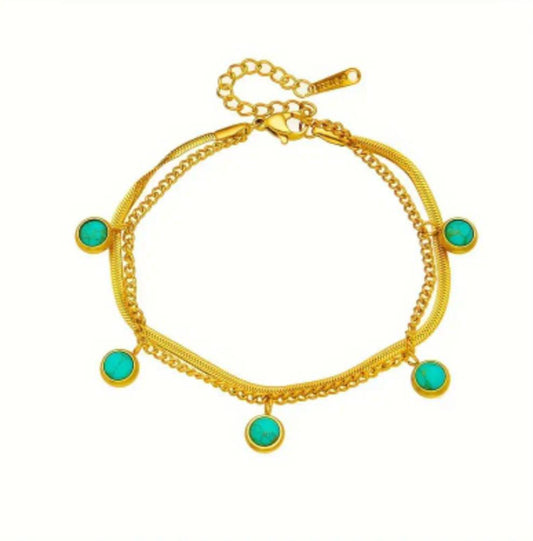 Bracciale doppio turchese