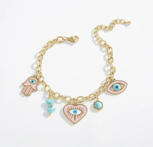 Bracciale occhio rosa