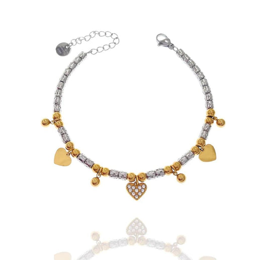 Bracciale pepite cuoricini