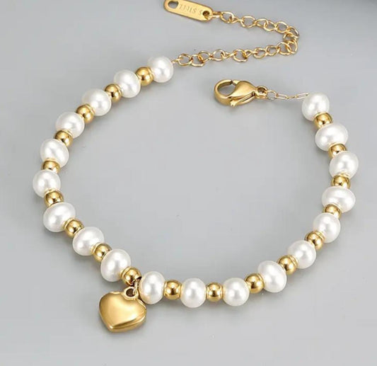 Bracciale perle e cuore