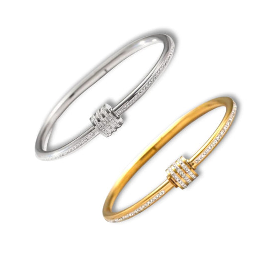 Bracciale rigido round strass