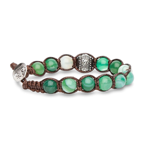 Bracciale Tamashii Ruota della Preghiera, Agata Verde striata ref. BHS1100-140