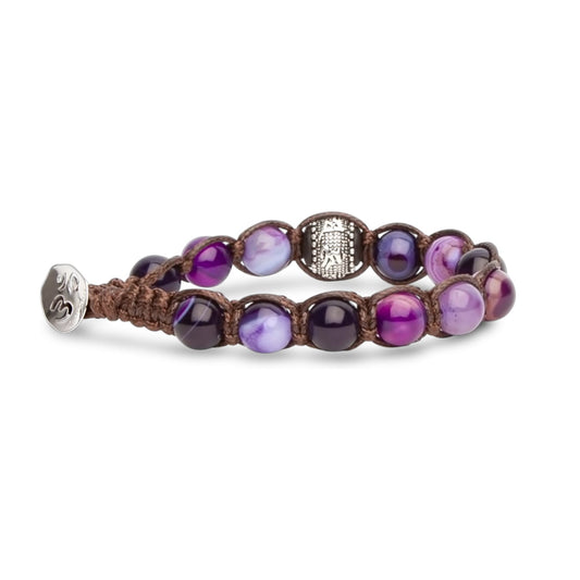 Bracciale Tamashii Ruota della Preghiera, Agata Viola Striata ref. BHS1100-85