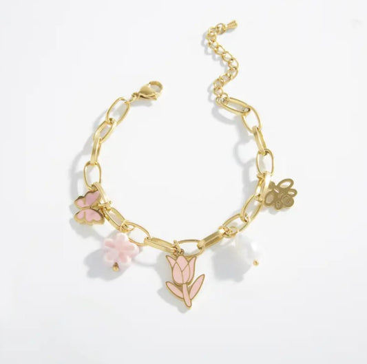 Bracciale tulipano rosa