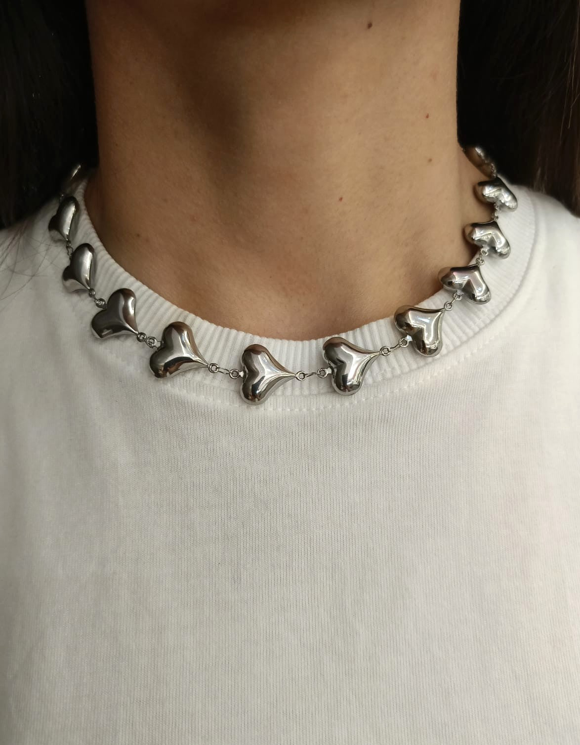 Collana cascata di cuori con sonaglio