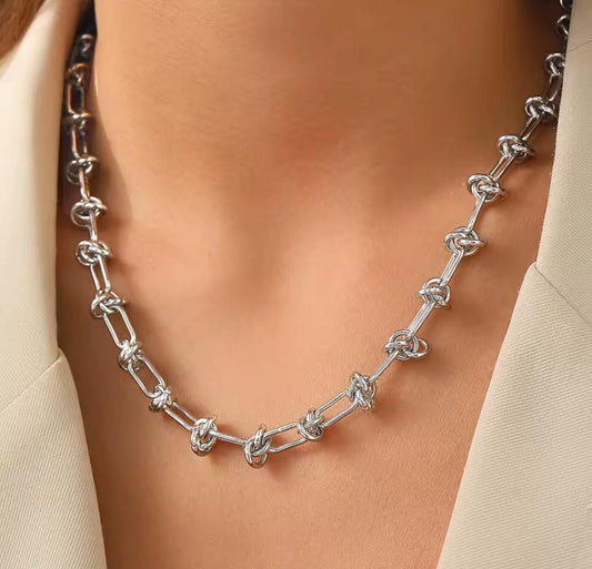 Collana catena intreccio silver