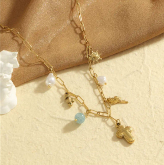 Collana croce bombata