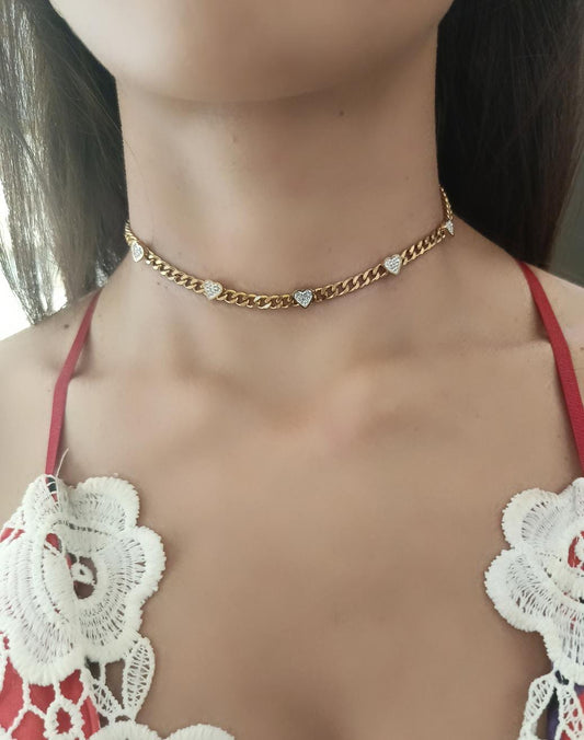 Collana cuori strass
