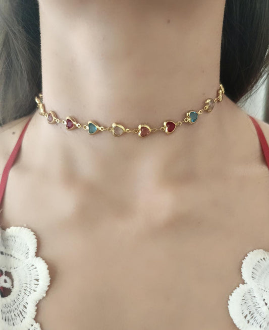 Collana cuoricini multicolor
