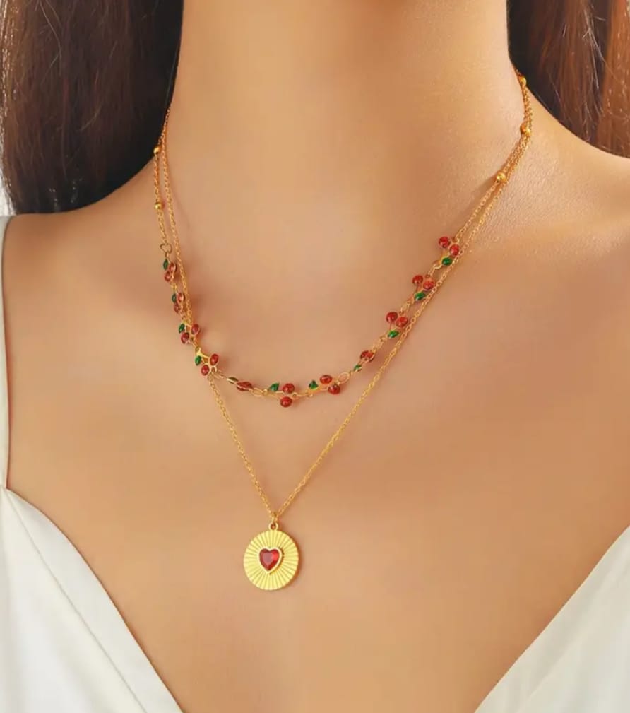 Collana doppia ciliegie