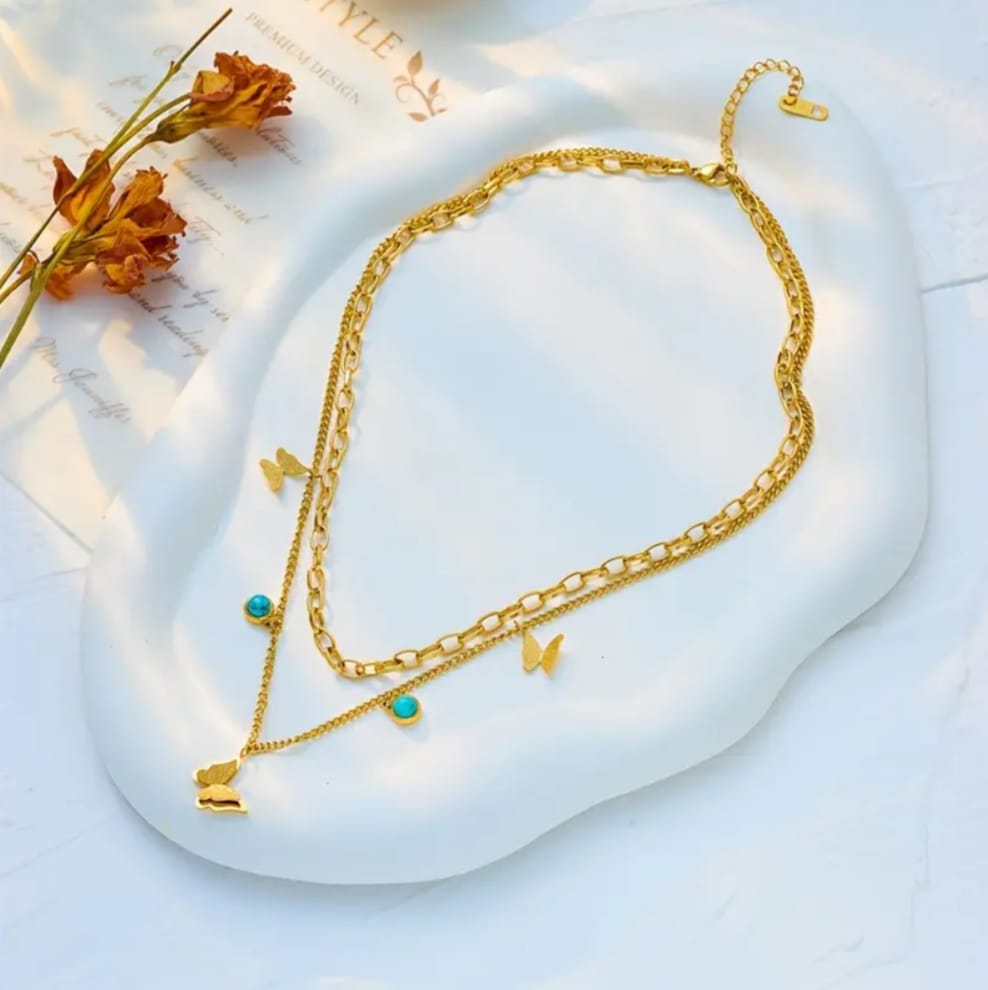 Collana doppia farfalla chic