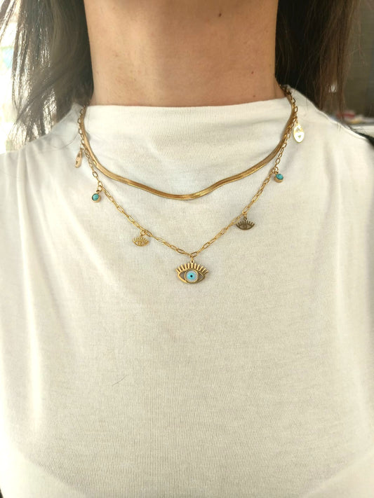 Collana doppia snake + occhio
