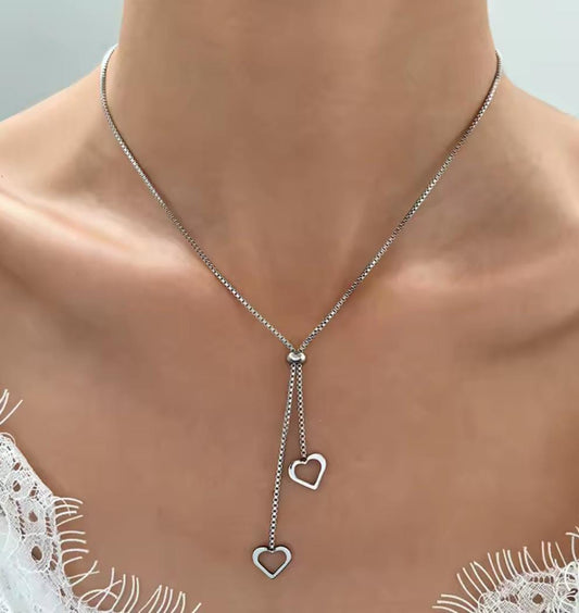 Collana double heart slim