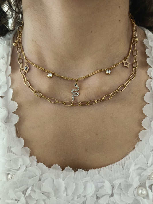 Collana double snake gold