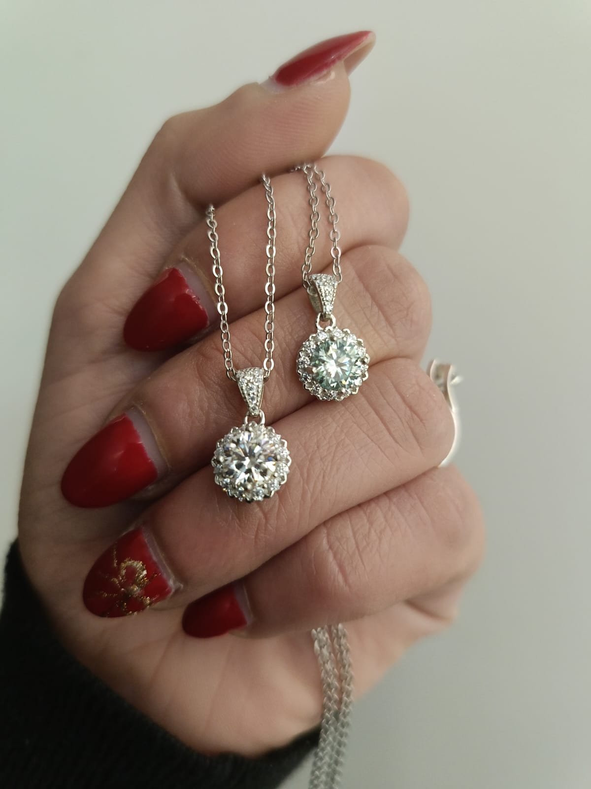 Collana fiore di moissanite argento