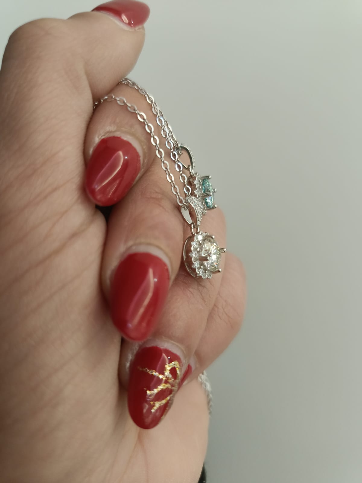 Collana fiore di moissanite argento