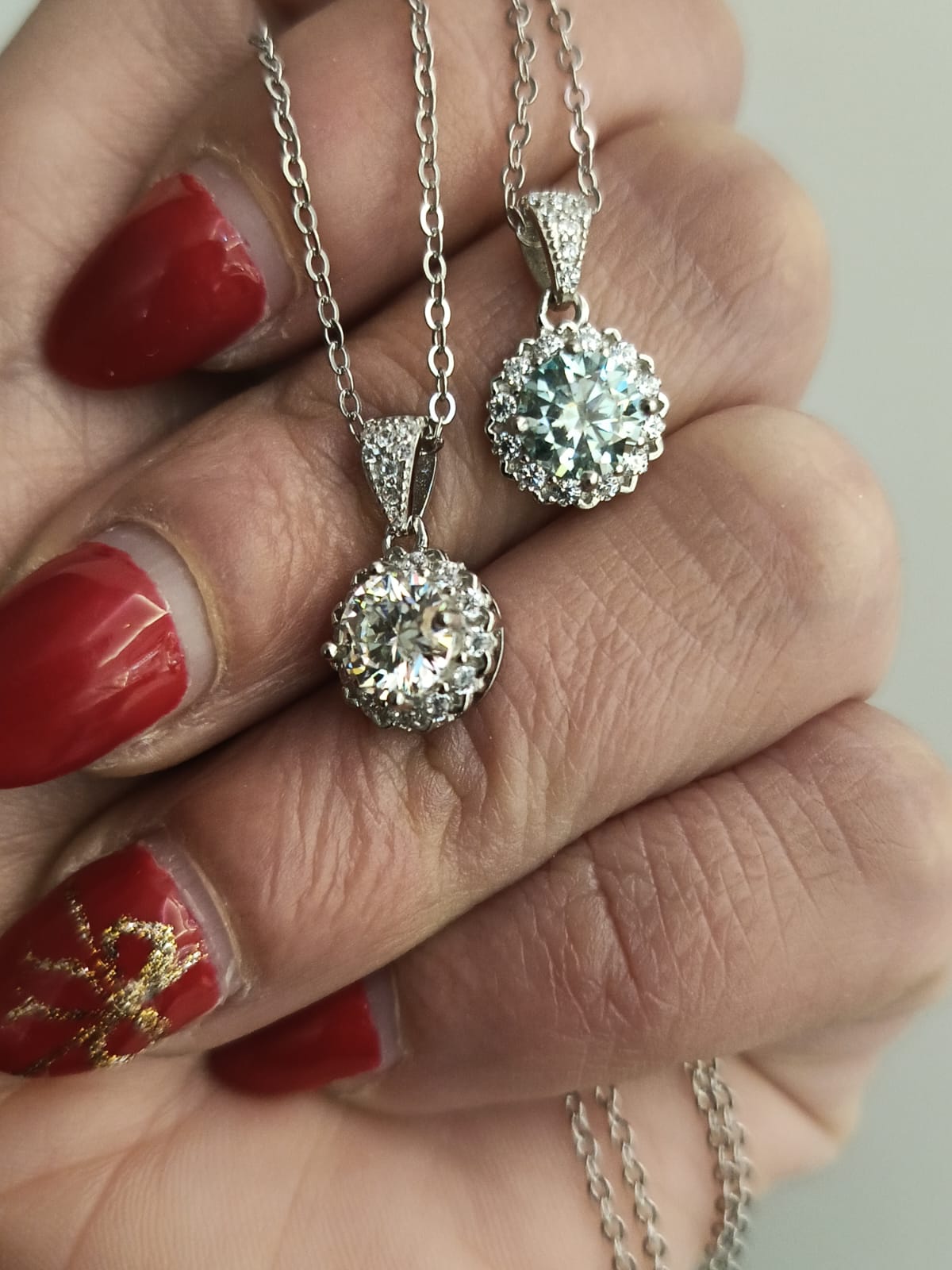 Collana fiore di moissanite argento