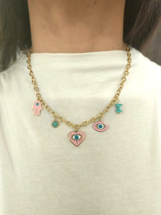 Collana occhio rosa