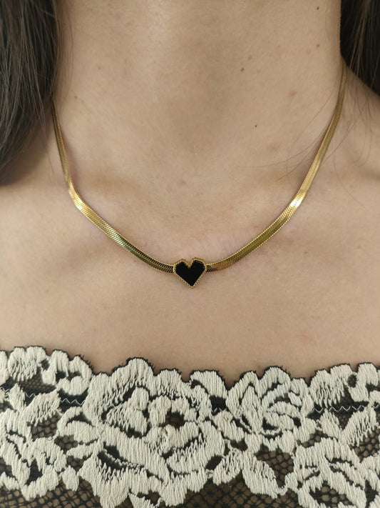 Collana snake cuore nero