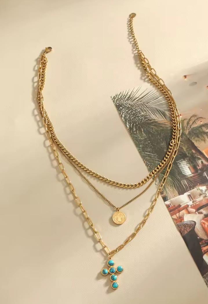 Collana croce turchese