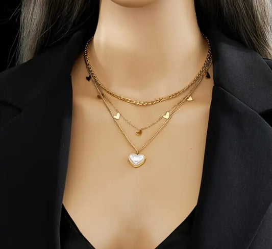Collana tripla cuori