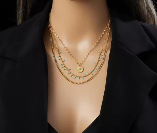 Collana tripla turchese