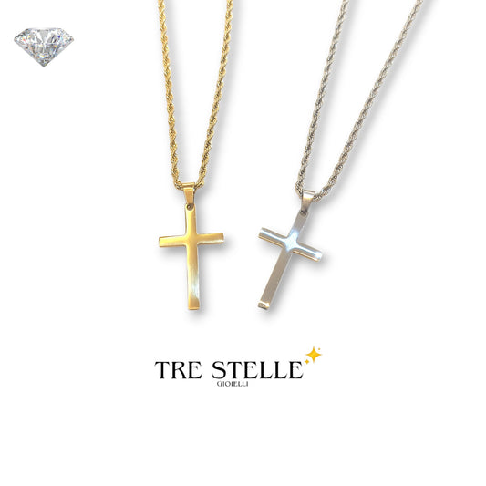 Collana croce minimal big