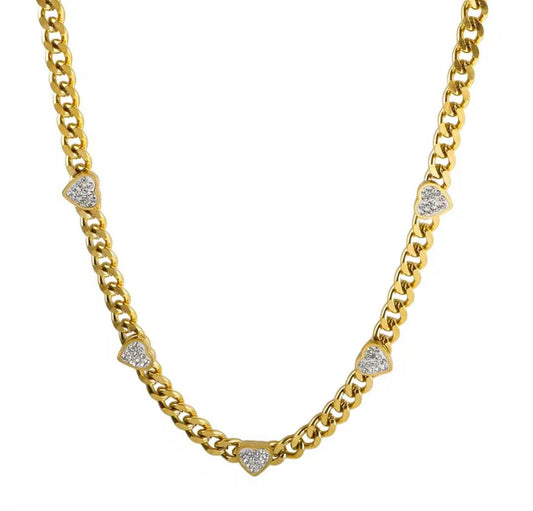 Collana cuori strass