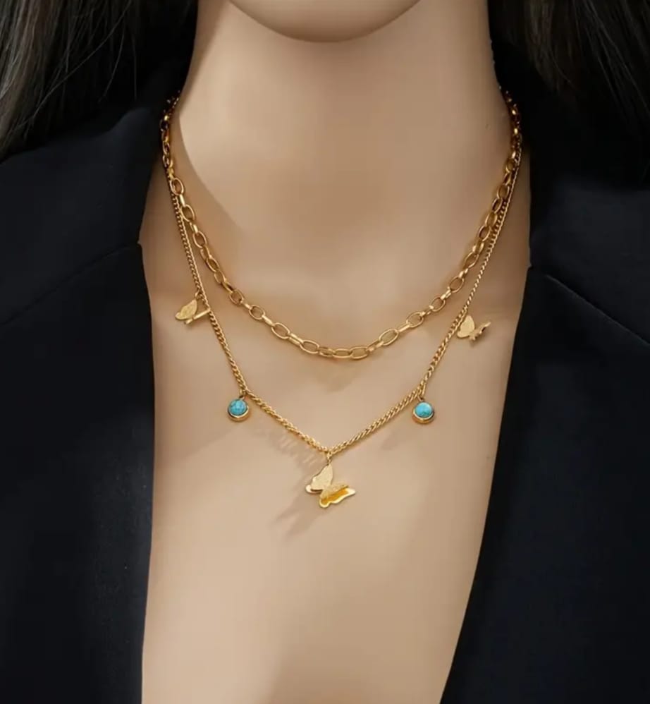 Collana doppia farfalla chic