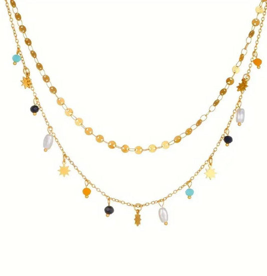 Collana doppia pietre colorate