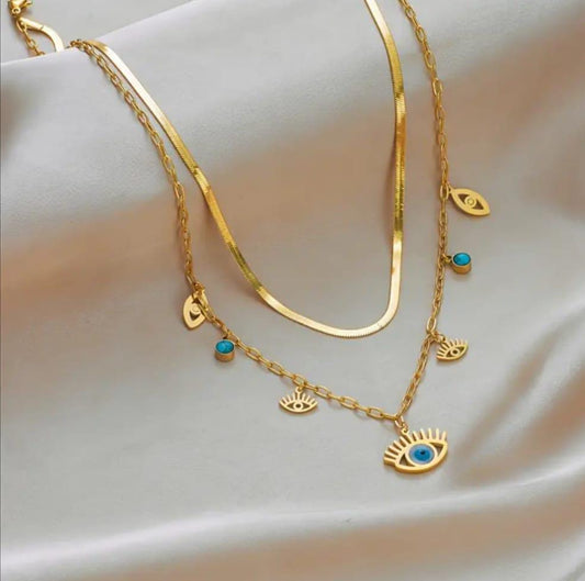 Collana doppia snake + occhio