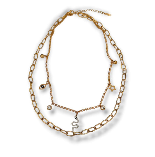Collana double snake gold