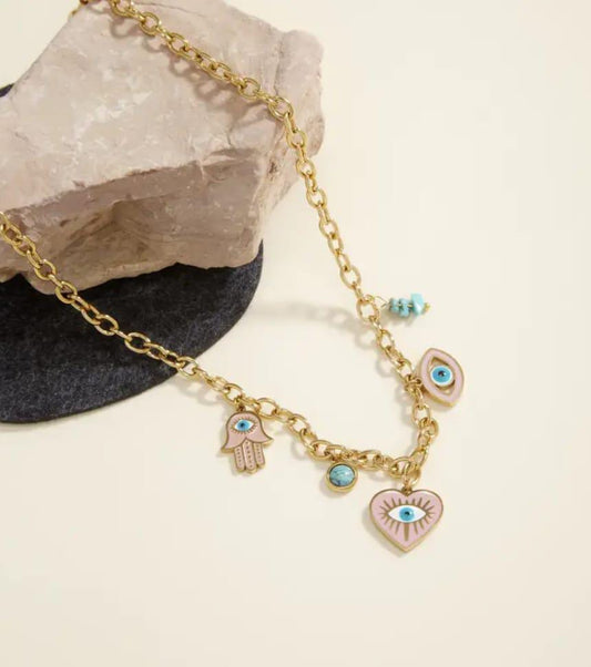 Collana occhio rosa