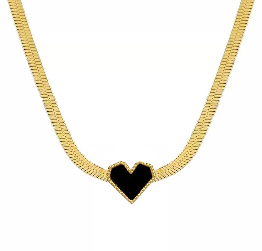 Collana snake cuore nero