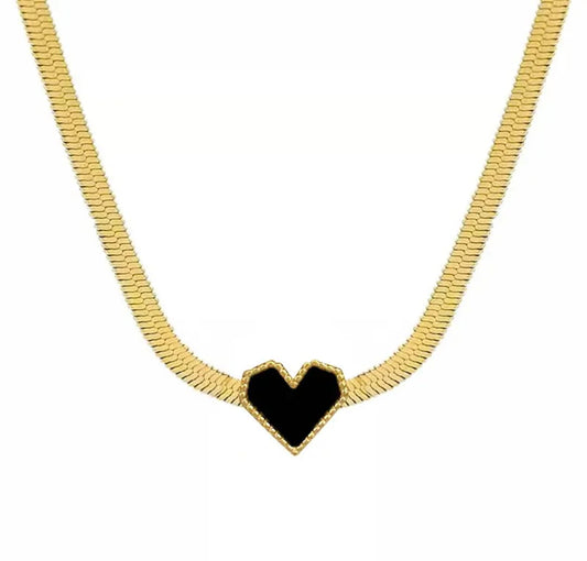 Collana snake cuore nero