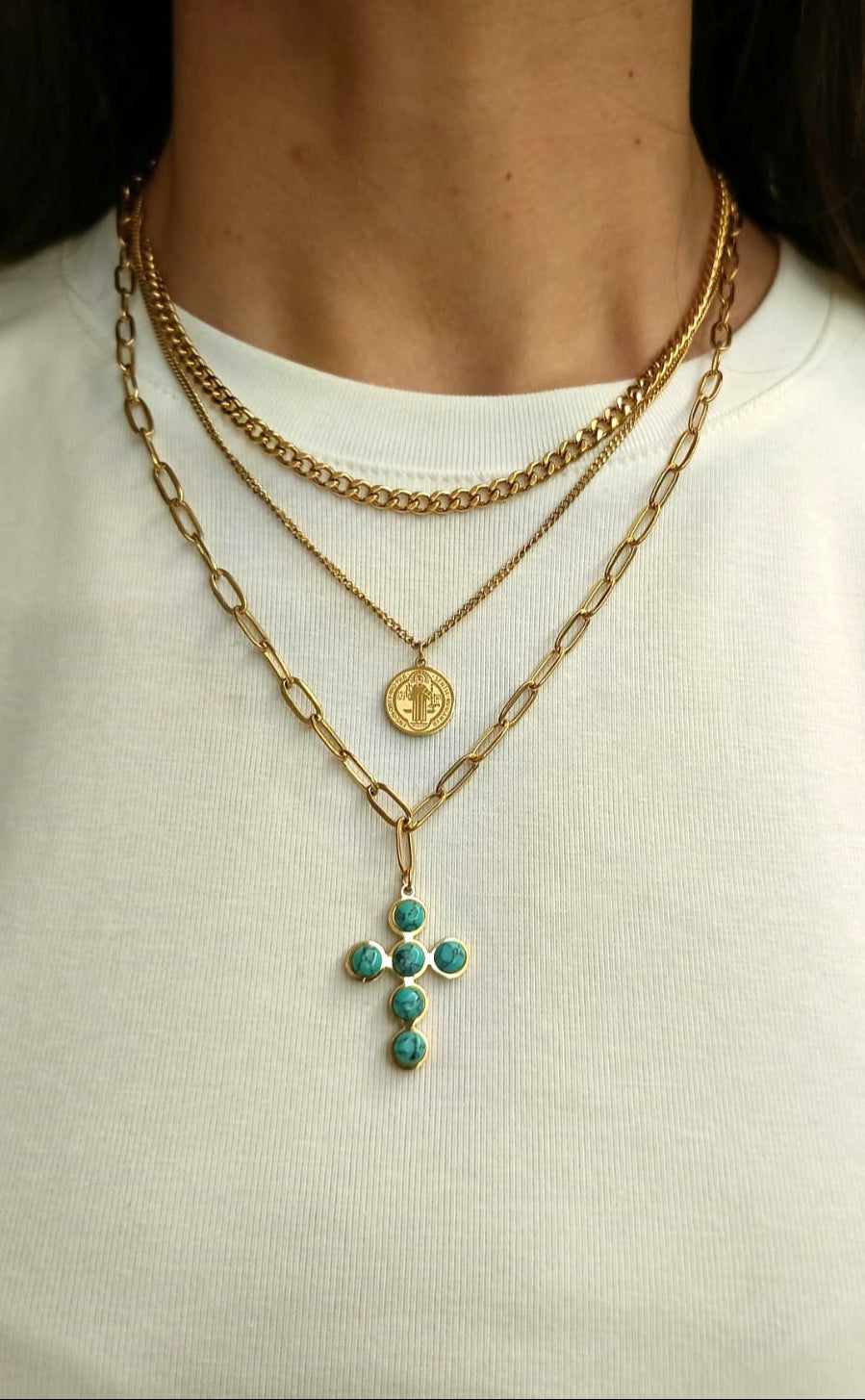 Collana croce turchese