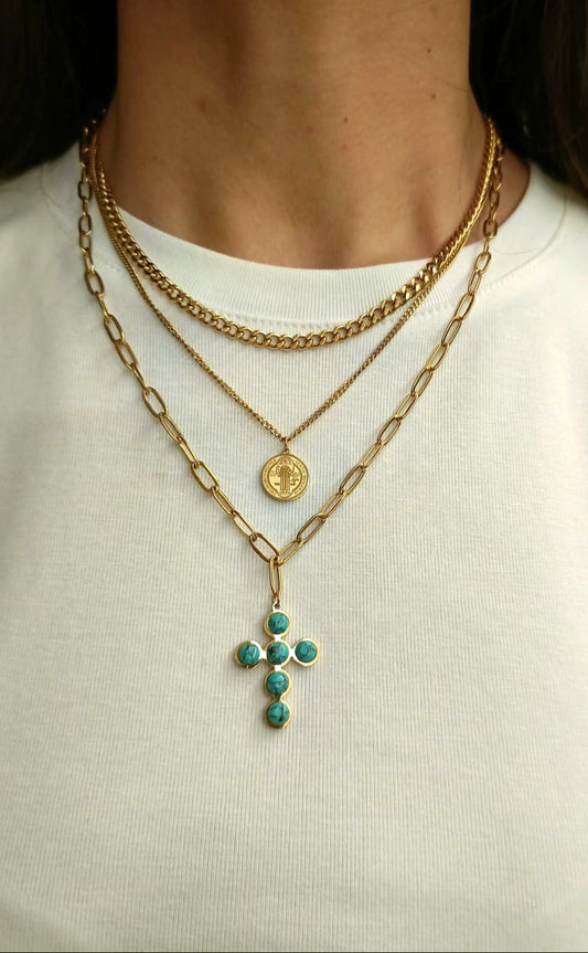 Collana croce turchese