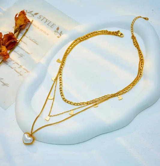Collana tripla cuori
