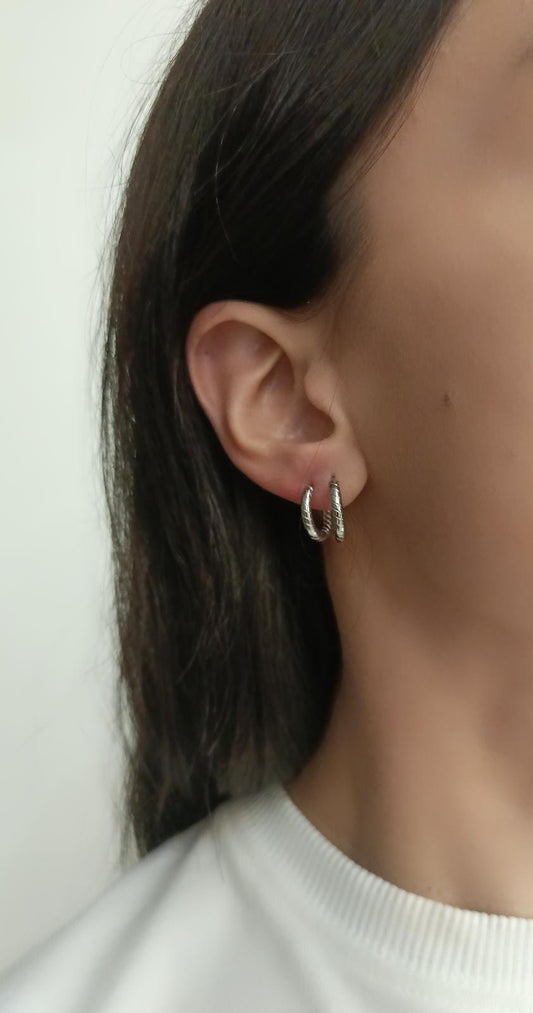 Coppia di cerchietti rigati silver