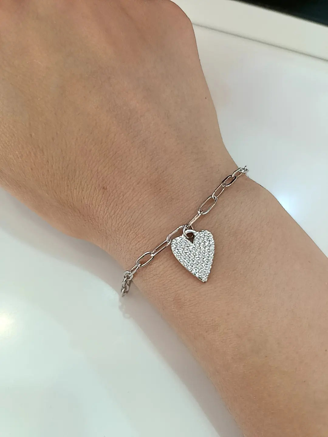 BRACCIALE CUORE MODERNO ARGENTO