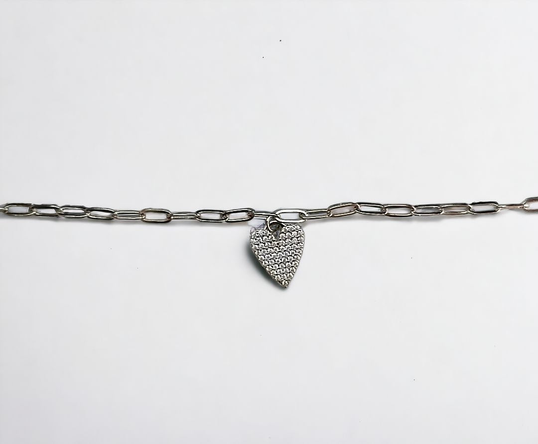 BRACCIALE CUORE MODERNO ARGENTO