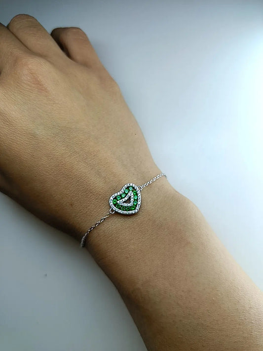 BRACCIALE CON ZIRCONI VERDI ARGENTO