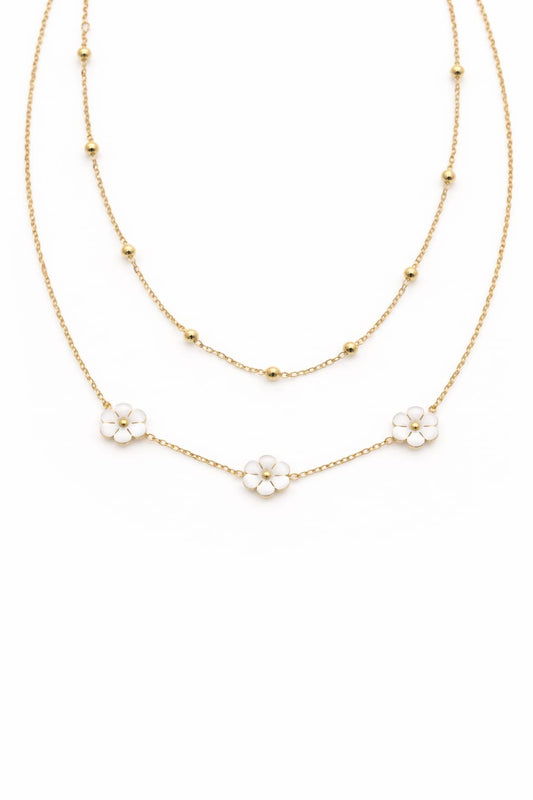 Collana  doppia fiori madreperla