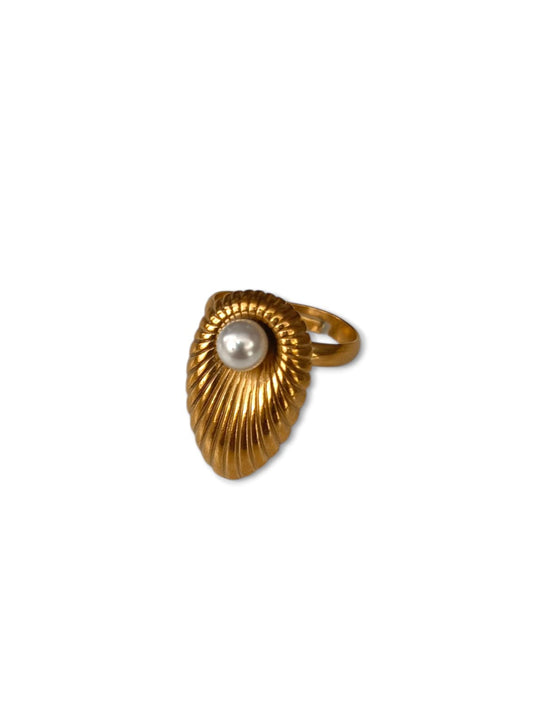 Anello goccia con perla