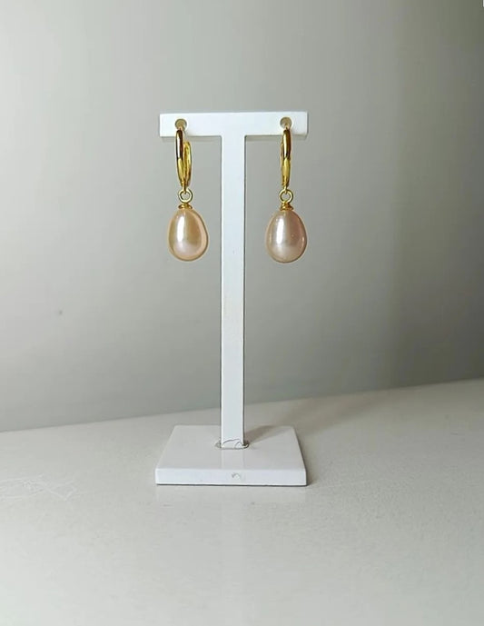 HOOPS PERLA ROSA PLACCATI ORO
