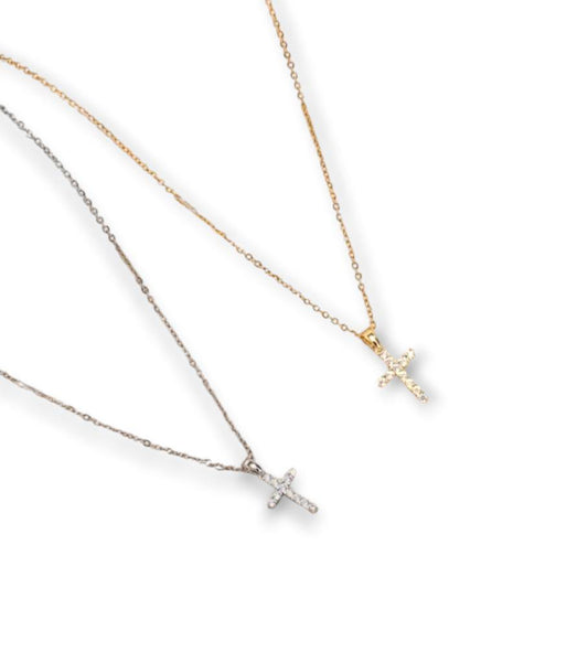 Collana mini croce zirconata
