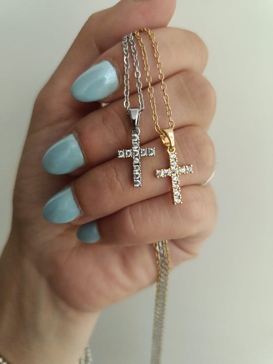 Collana mini croce zirconata