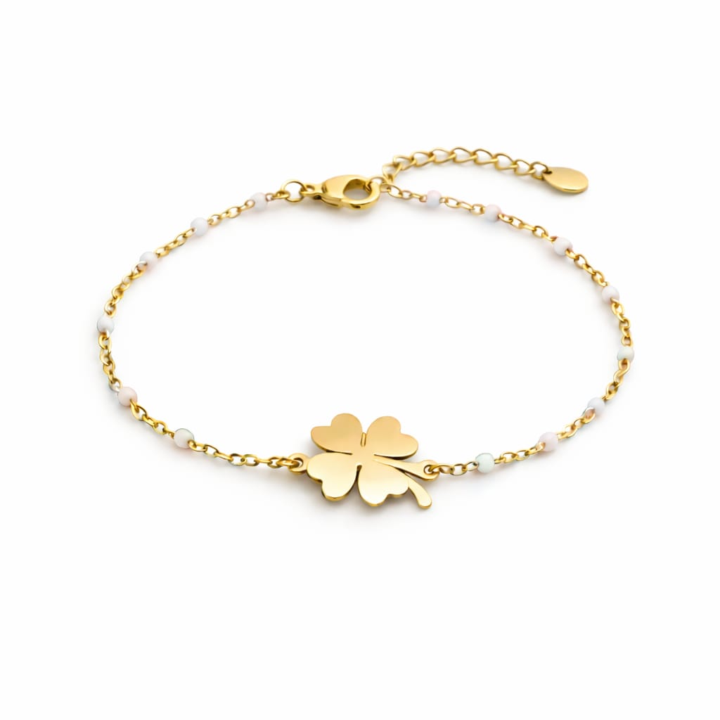 Bracciale perline quadrifoglio