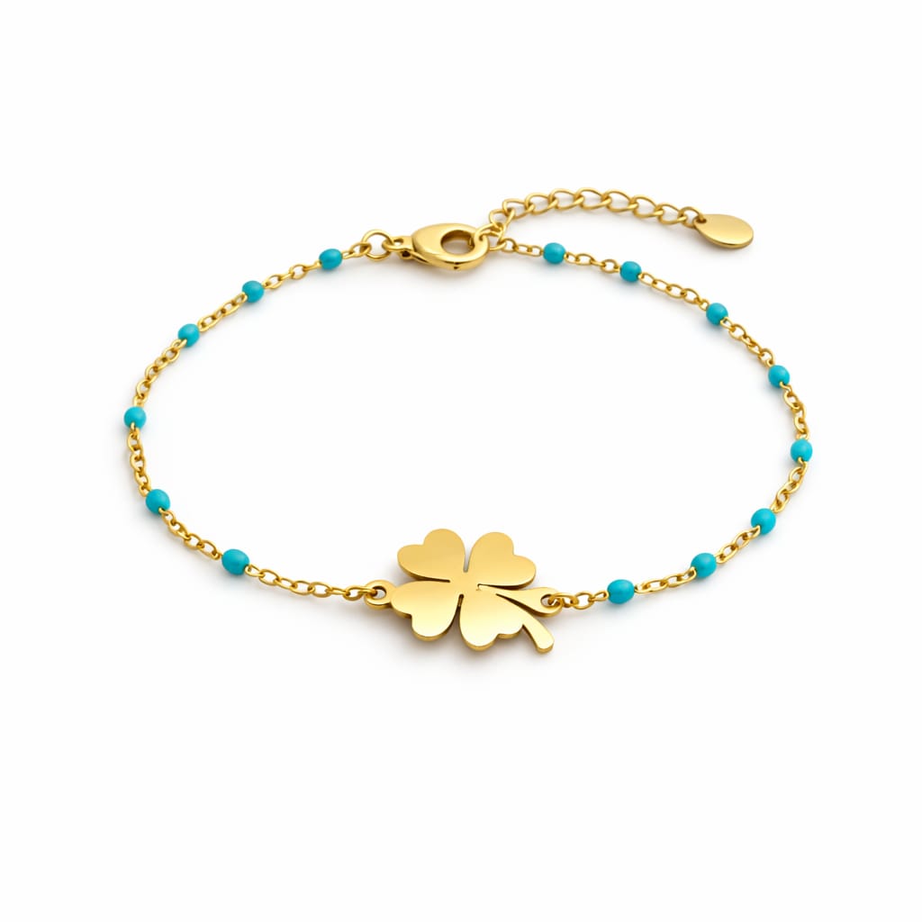 Bracciale perline quadrifoglio